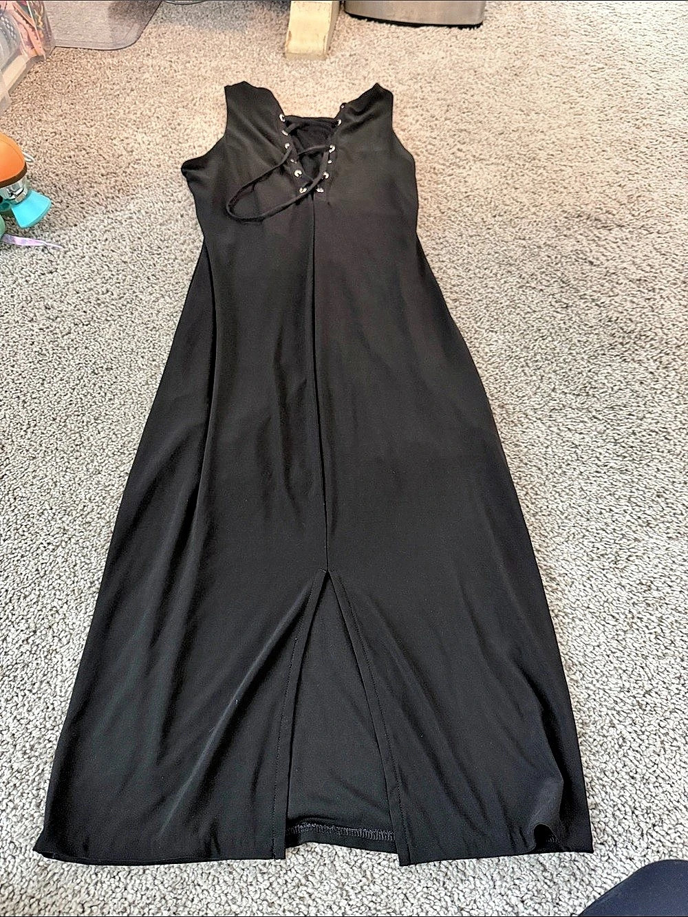 White House Black Market Lace-Up Maxi Dress in Black Size XS Like New